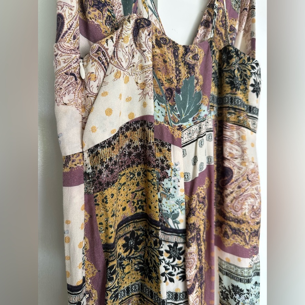 Free People Margarita Patchwork Jumpsuit 4 Boho Hippie Festival Paisley Wide Leg - Picture 7 of 16